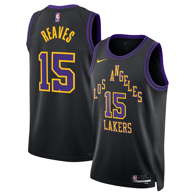 Men's Black Los Angeles Lakers #15 Austin Reaves 2025/26 City Edition Stitched Basketball Jersey